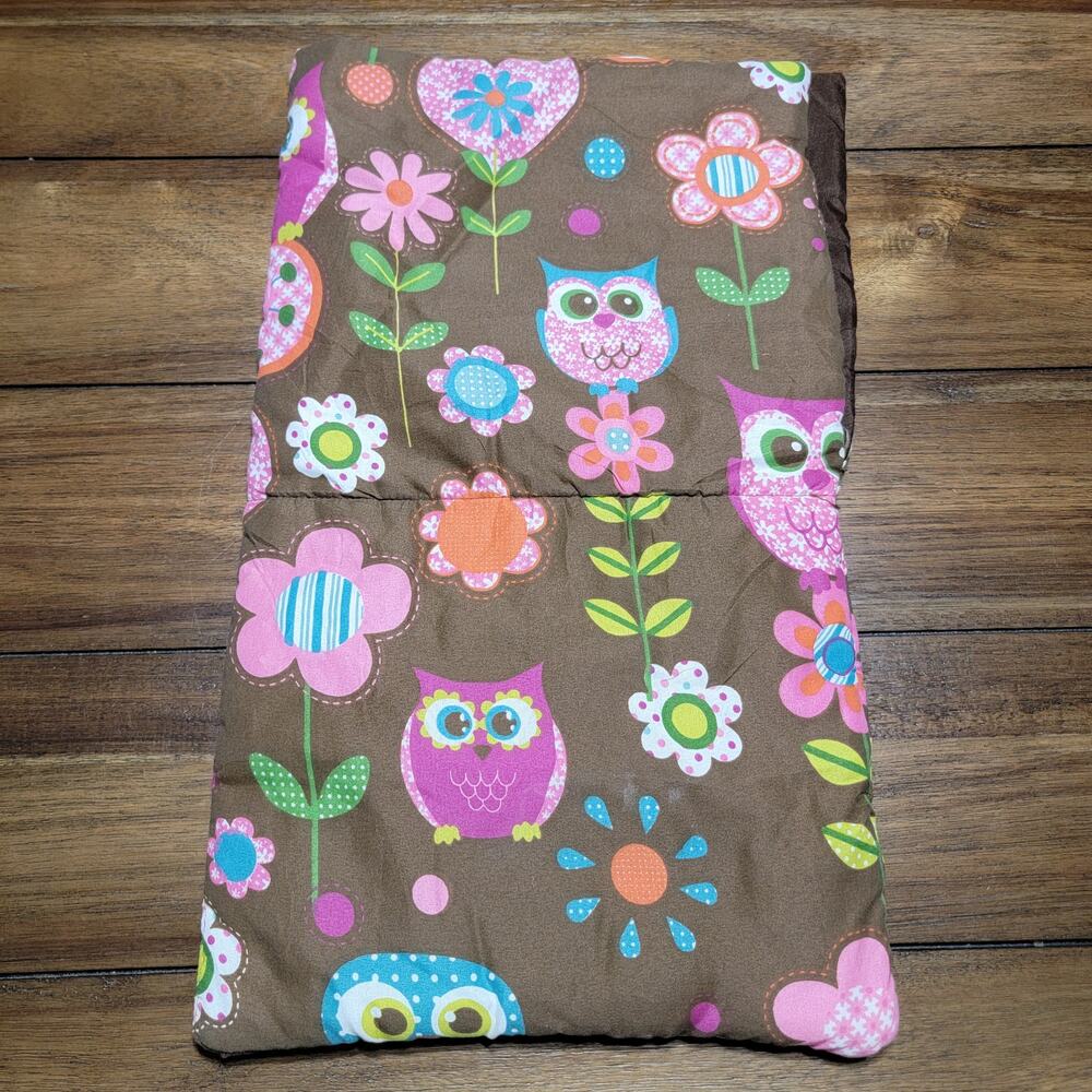 Brown Sleeping Bag w/ Owls & Flowers for an 18-Inch Doll - 12" X 20"
